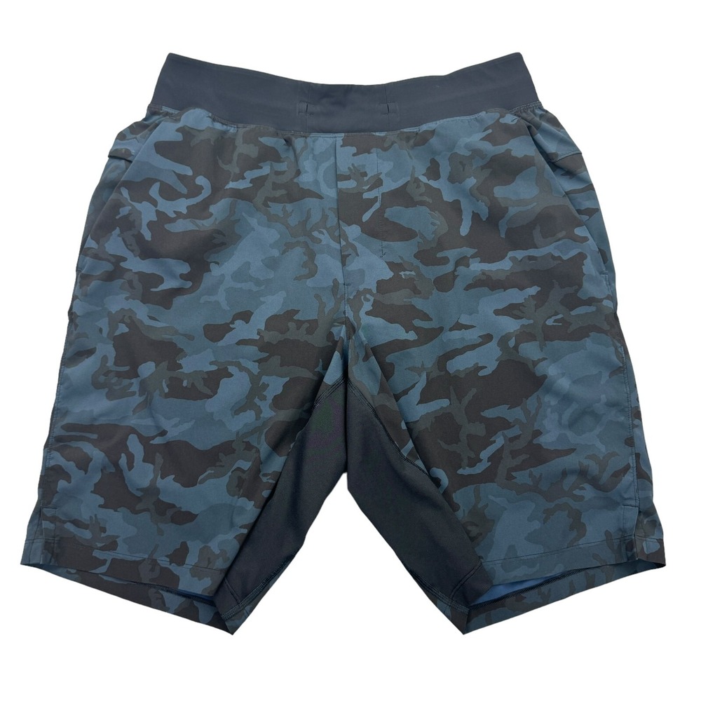 Lululemon T.H.E Short 9" Lined Mens Medium Blue Camo Elastic Waist LM7AAUS